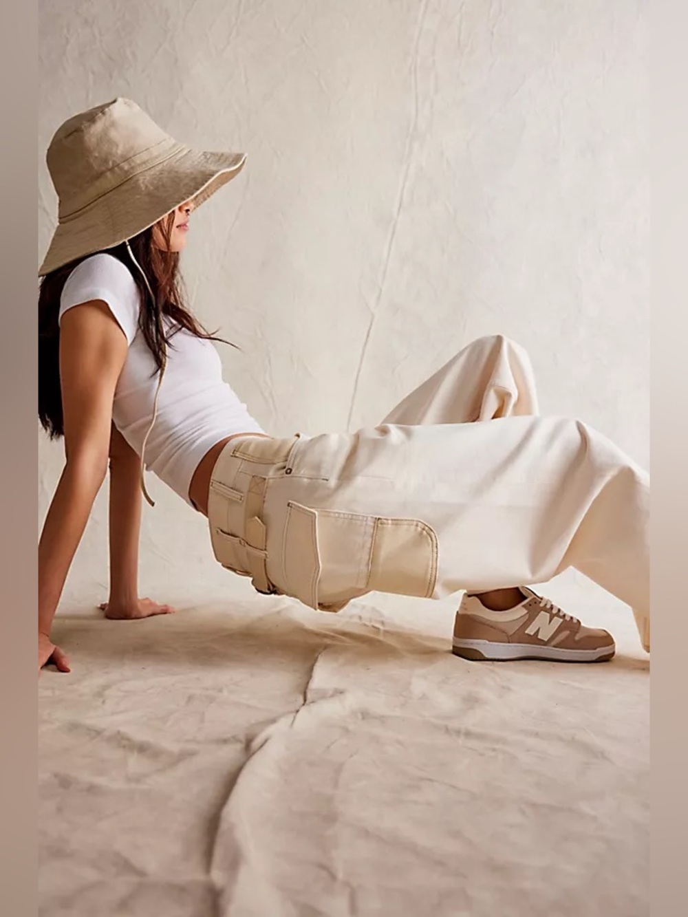 We the Free Waterfall Baggy Wide Leg- Cream/Ivory - Picture 2 of 16